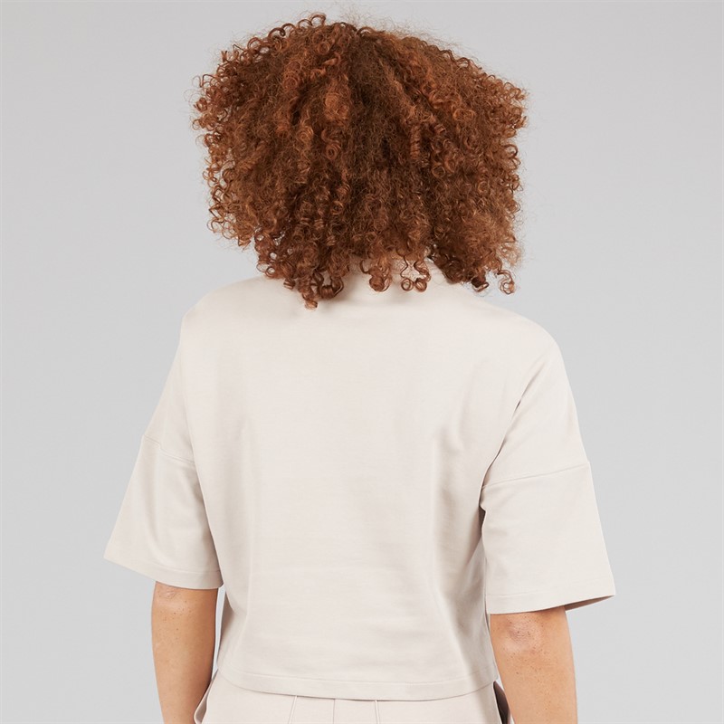 adidas Originals Womens Off Placed 3-Stripes T-Shirt Wonder Taupe