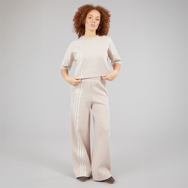 adidas Originals Womens Off Placed 3-Stripes T-Shirt Wonder Taupe