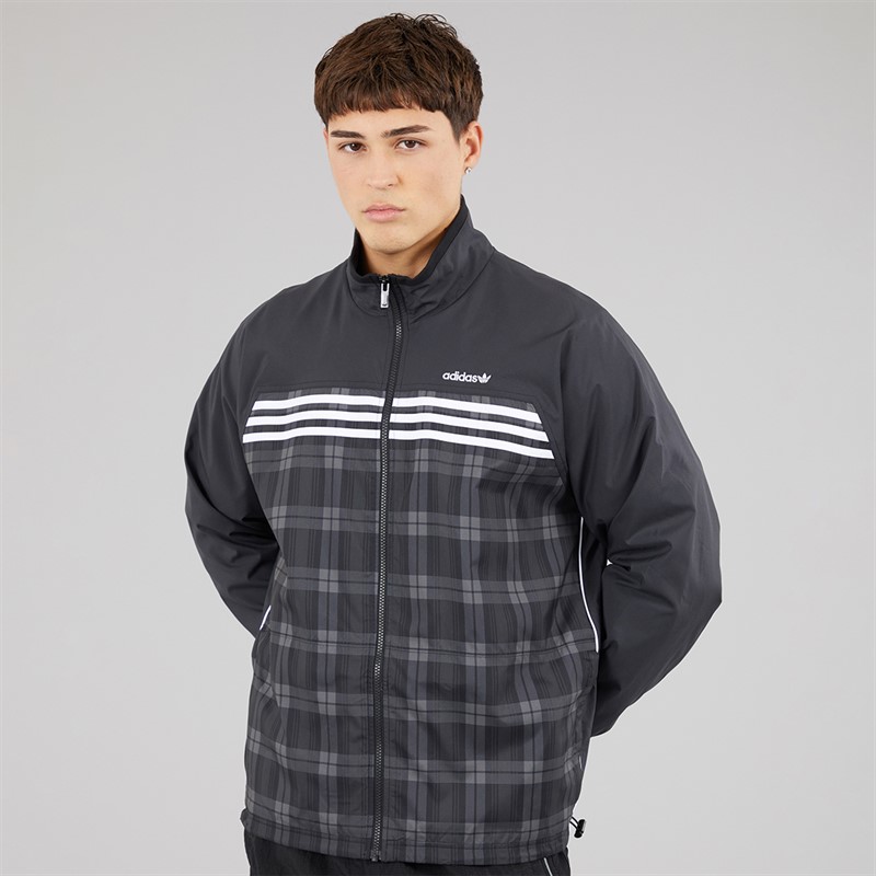 adidas Originals Mens Tartan Loose Fit Track Top Black