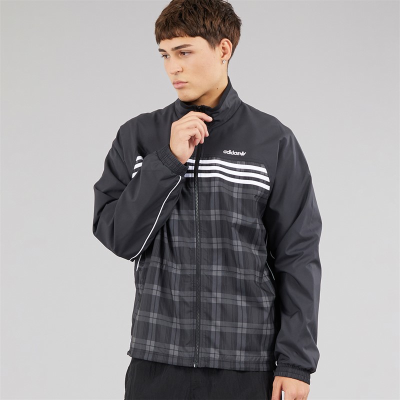 adidas Originals Mens Tartan Loose Fit Track Top Black