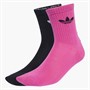 adidas Originals Mens Ruffle Two Pack Crew Socks Black/White/Semi Lucid Fuchsia