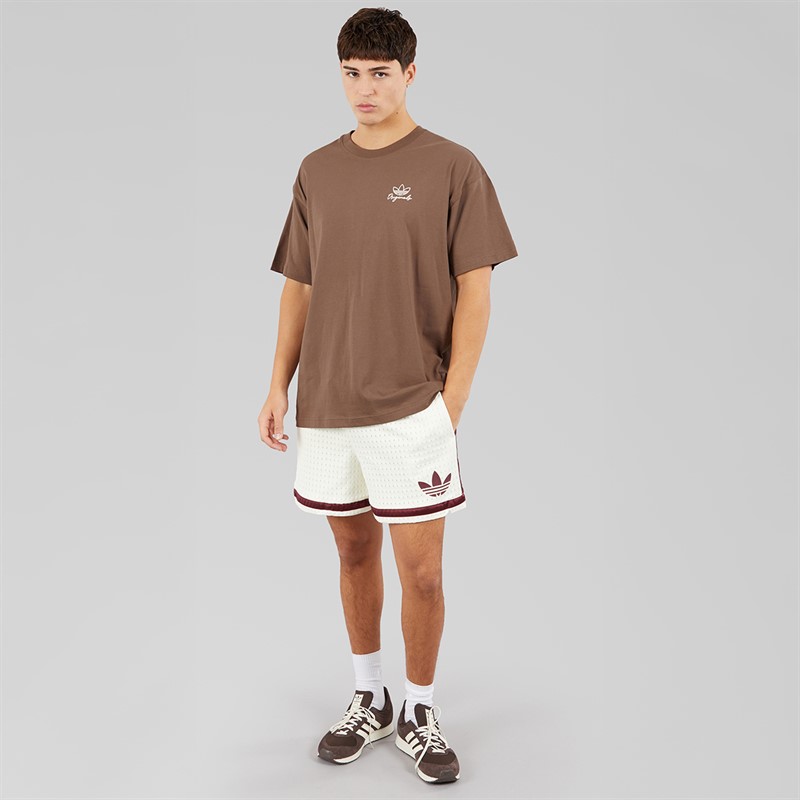 adidas Originals Mens Outline Palm Back Graphic T-Shirt Earth Strata