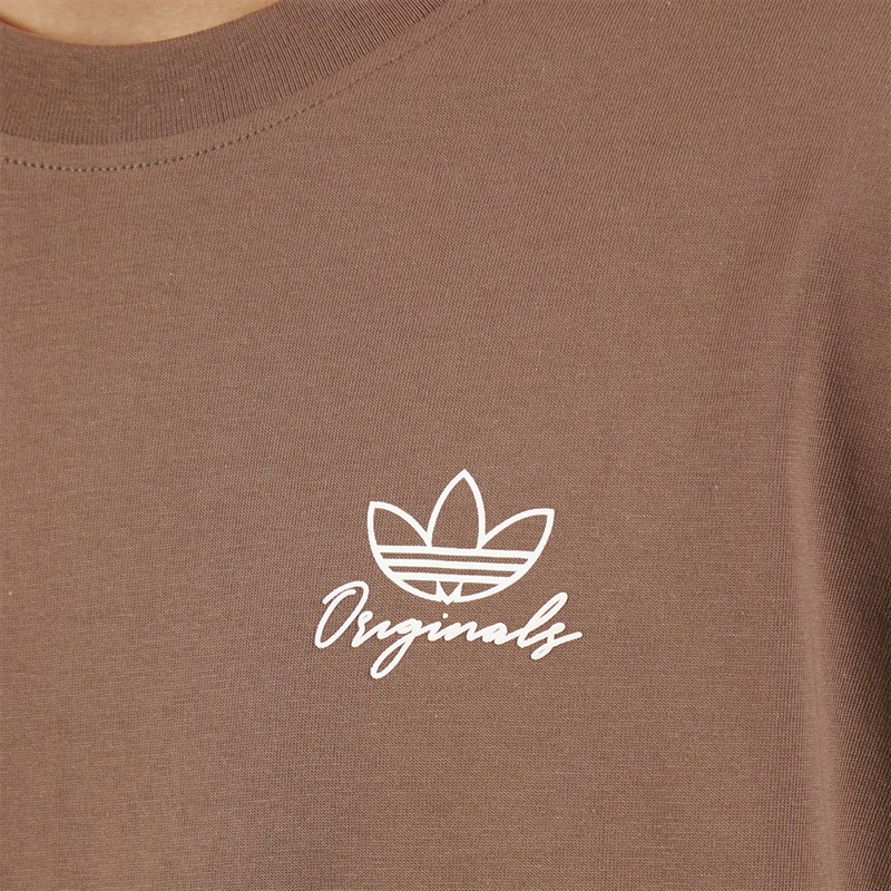 adidas Originals Mens Outline Palm Back Graphic T-Shirt Earth Strata