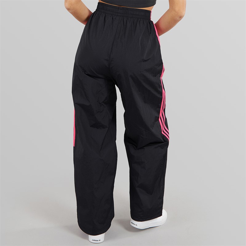 adidas Originals Womens Adicolour Teamgeist Oversized Woven Track Pants Black/Semi Lucid Fuchsia
