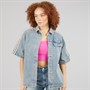 adidas Originals Womens Premium Essentials Denim Short Sleeve Shirt Indigo Denim