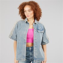 adidas Originals Womens Premium Essentials Denim Short Sleeve Shirt Indigo Denim