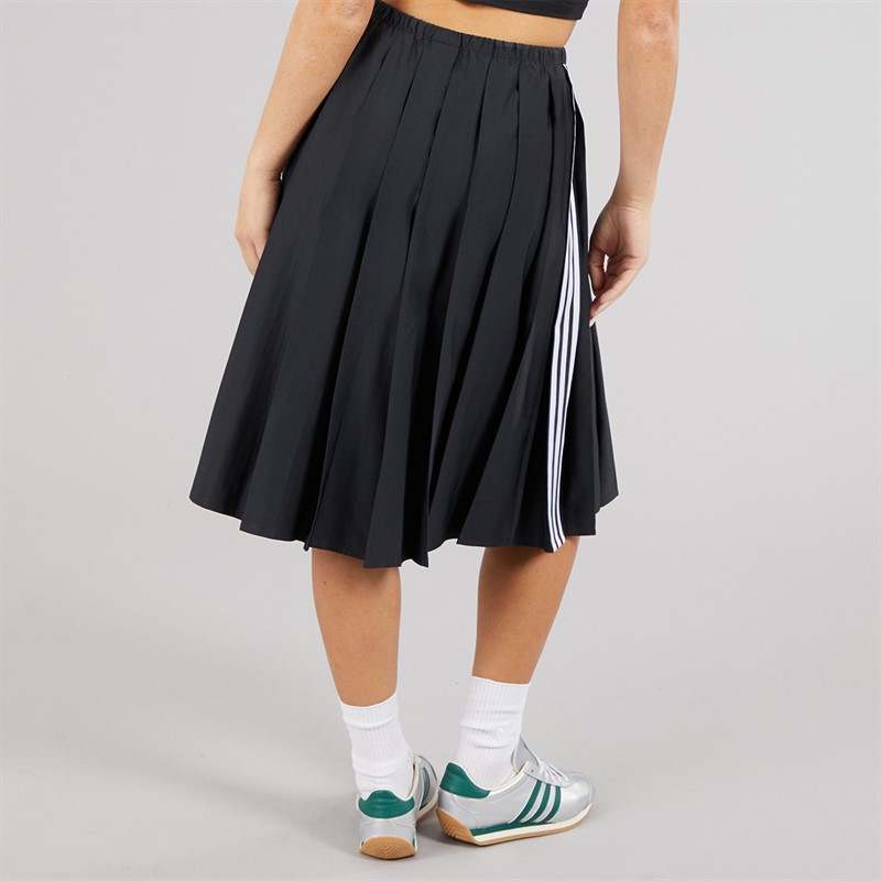 adidas Originals Womens Ribbon Pleated Maxi Skirt Black