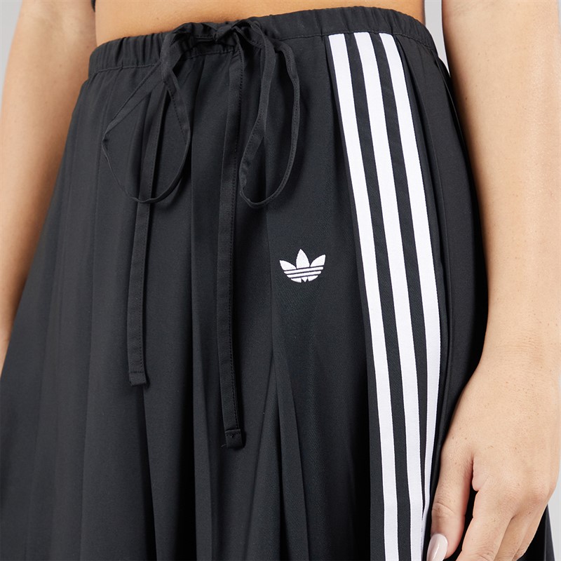 adidas Originals Womens Ribbon Pleated Maxi Skirt Black