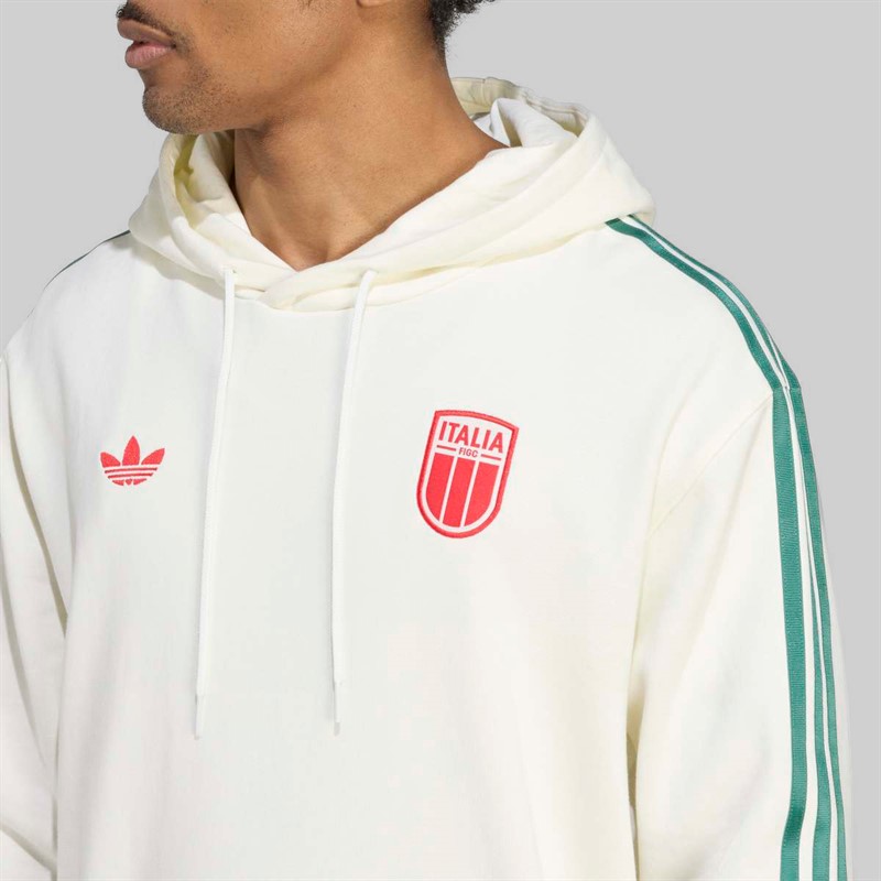 adidas Originals Mens FIGC Italy Trefoil Hoodie Off White