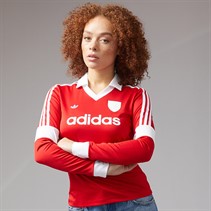 adidas Originals Womens Graphic Football Long Sleeve Jersey Better Scarlet