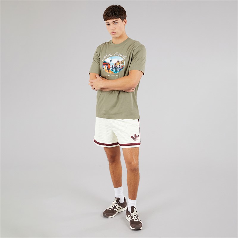 adidas Originals Mens Berlin Paint Graphic T-Shirt Silver Pebble