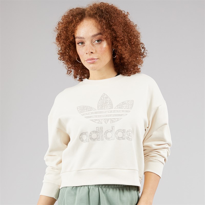 adidas Originals Womens Snake Trefoil Sweatshirt Wonder White