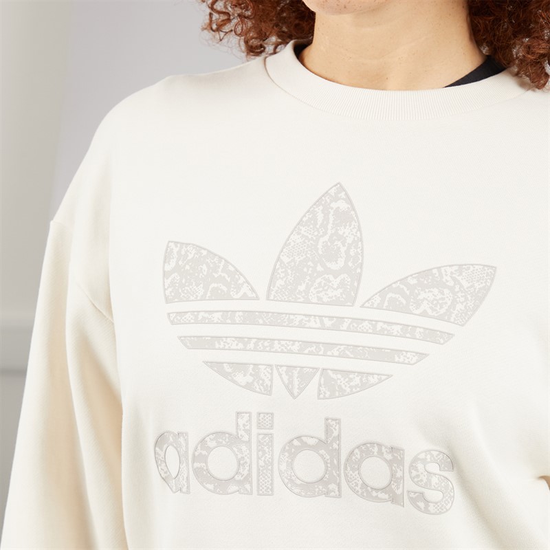 adidas Originals Womens Snake Trefoil Sweatshirt Wonder White