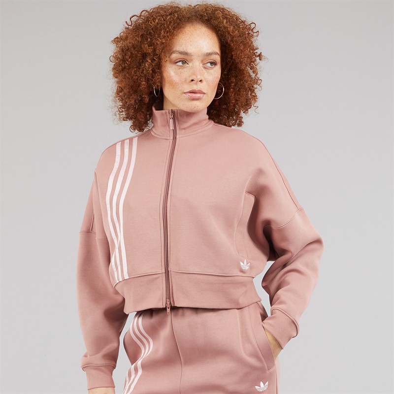 adidas Originals Womens Off Placed 3-Stripes Full Zip Track Top Warm Clay