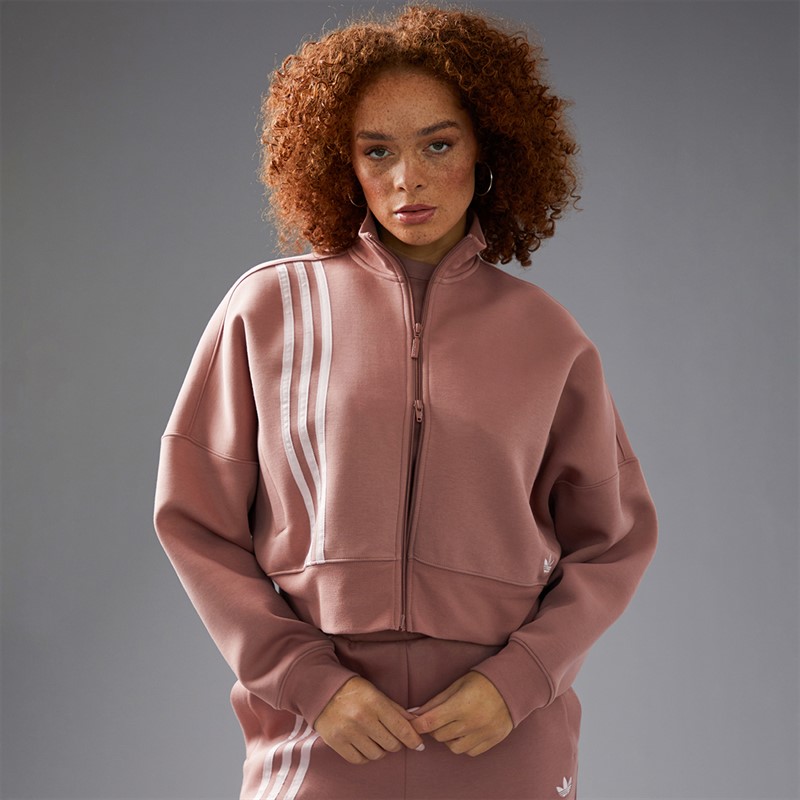 adidas Originals Womens Off Placed 3-Stripes Full Zip Track Top Warm Clay