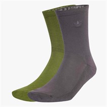 adidas Originals Mens Two Toned Two Pack Crew Socks Tech Olive/Grey Strata