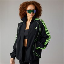 adidas Originals Womens Adicolour Teamgeist Oversized Woven Track Top Black/Signal Green