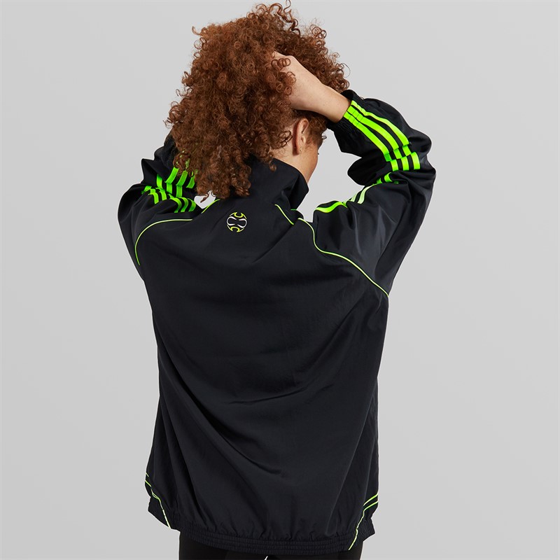 adidas Originals Womens Adicolour Teamgeist Oversized Woven Track Top Black/Signal Green