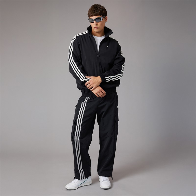 adidas Originals Mens Front Stripes Woven Cargo Pants Black