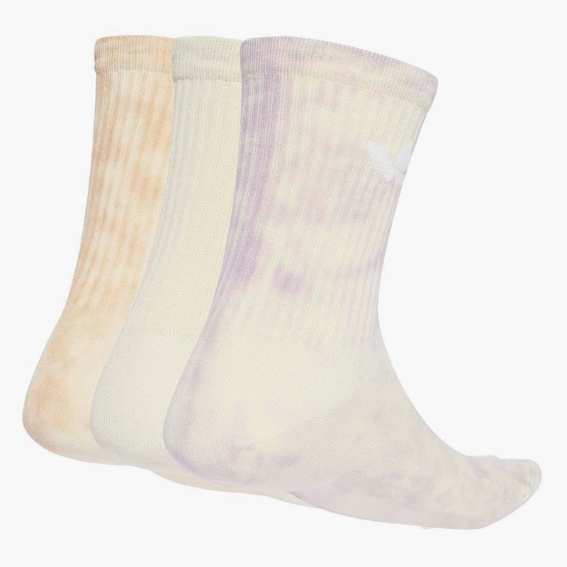adidas Originals Mens Tie Dye Three Pack Crew Socks Halo Blush/Silver Dawn/Cream White