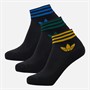 adidas Originals Mens Trefoil Cushioned Three Pack Ankle Socks Black/Collegiate Green/Blue/Crew Yellow