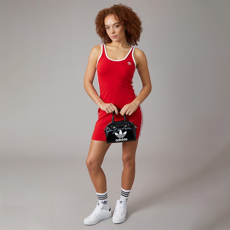 adidas Originals Womens Adicolor 3-Stripes Tank Mini Dress Better Scarlet/White