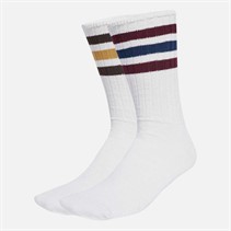 adidas Originals Mens 3-Stripes Ribbed Two Pack Crew Socks White/Maroon