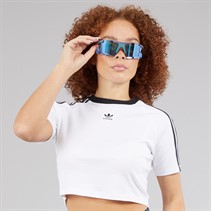 adidas Originals Womens Adicolor 3-Stripes Baby Cropped T-Shirt White