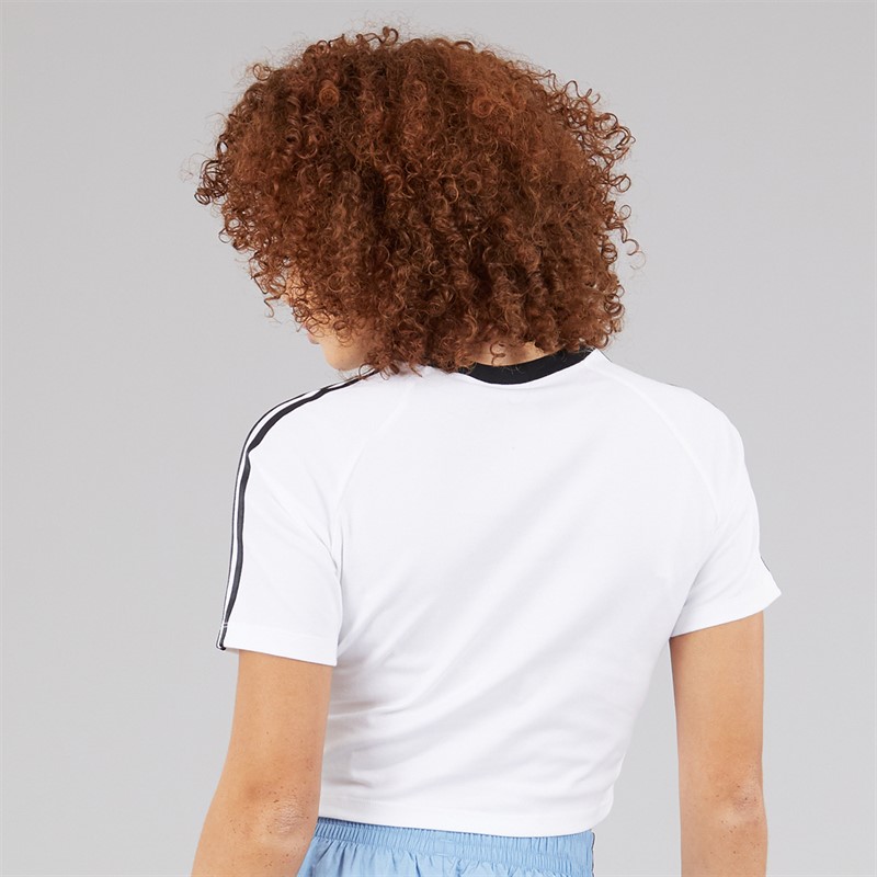 adidas Originals Womens Adicolor 3-Stripes Baby Cropped T-Shirt White