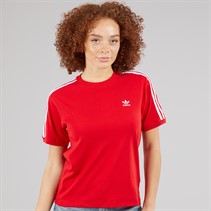 adidas Originals Womens Adicolor 3-Stripes Trefoil T-Shirt Better Scarlet