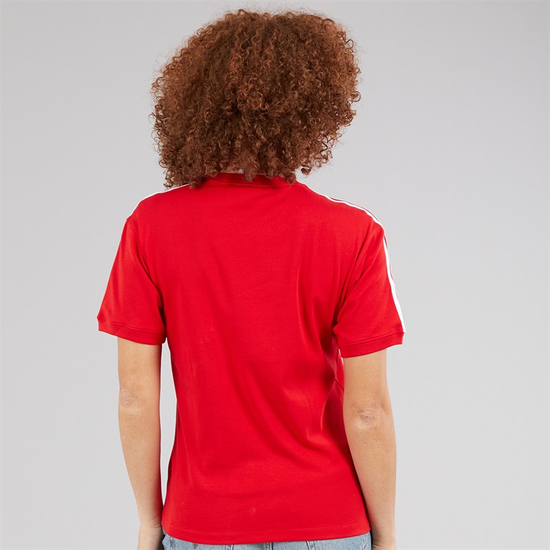 adidas Originals Womens Adicolor 3-Stripes Trefoil T-Shirt Better Scarlet