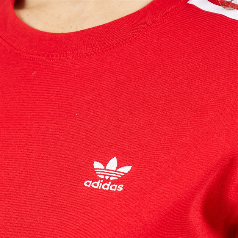 adidas Originals Womens Adicolor 3-Stripes Trefoil T-Shirt Better Scarlet
