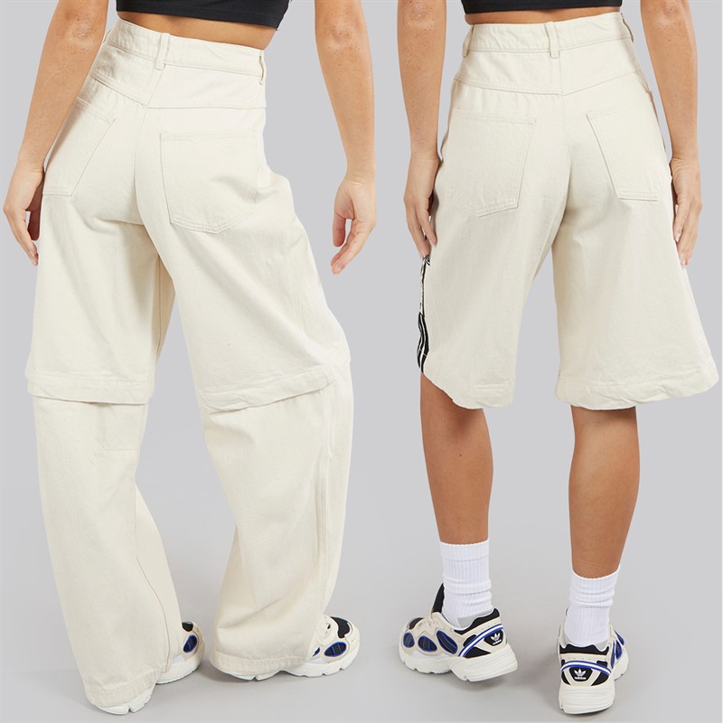 adidas Originals Womens Adibreak Denim 2-In-1 Zip Off Pants Natural Denim
