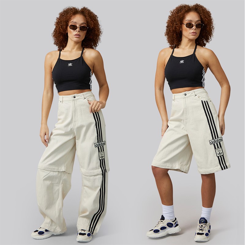 adidas Originals Womens Adibreak Denim 2-In-1 Zip Off Pants Natural Denim
