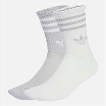 adidas Originals Mens 3-Stripes Trefoil Glitter Two Pack Crew Socks Silver Metallic/White