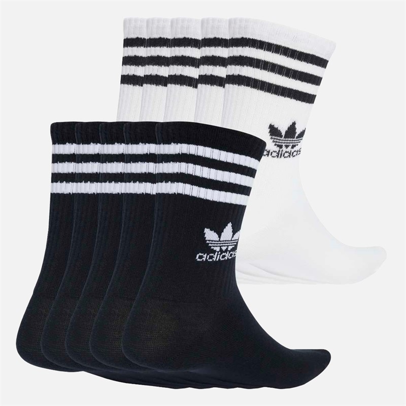 adidas Originals Mens 3-Stripes Trefoil Ten Pack Crew Socks White/Black