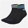 adidas Originals Mens 3-Stripes Trefoil Three Pack Ankle Socks Black/Ash Blue/Signal Green