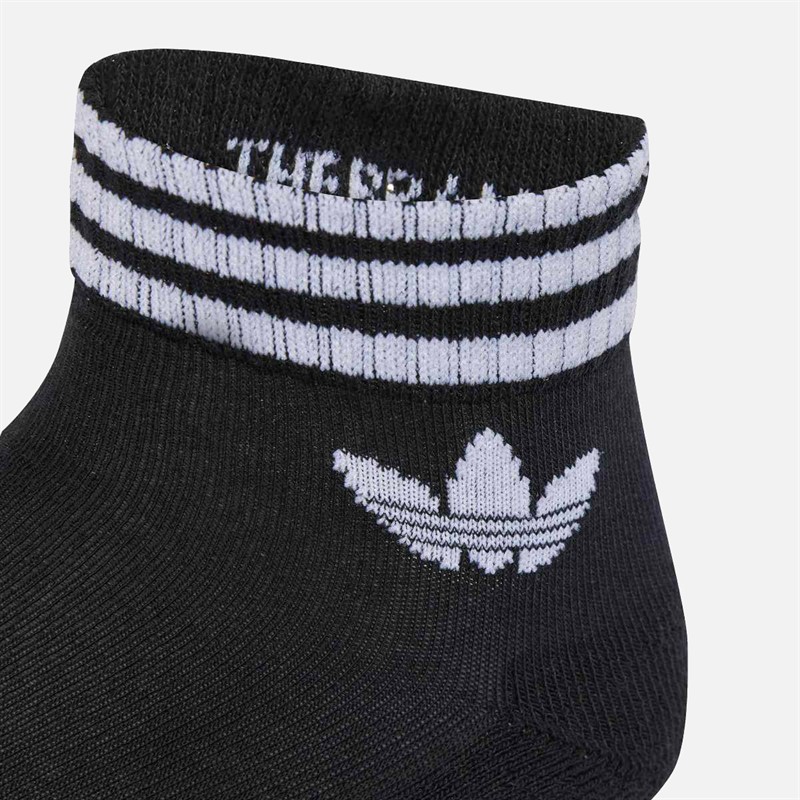 adidas Originals Mens 3-Stripes Trefoil Three Pack Ankle Socks Black/Ash Blue/Signal Green