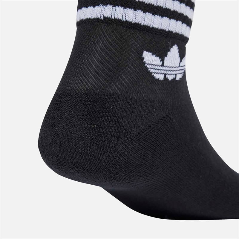 adidas Originals Mens 3-Stripes Trefoil Three Pack Ankle Socks Black/Ash Blue/Signal Green