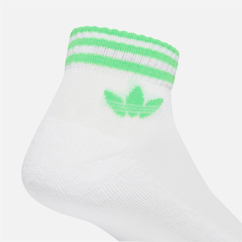 adidas Originals Mens 3-Stripes Trefoil Three Pack Ankle Socks White/Lucid Blue/Screaming Green