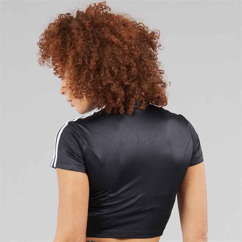 adidas Originals Womens Adicolor Short Sleeve Cropped Track Top Black