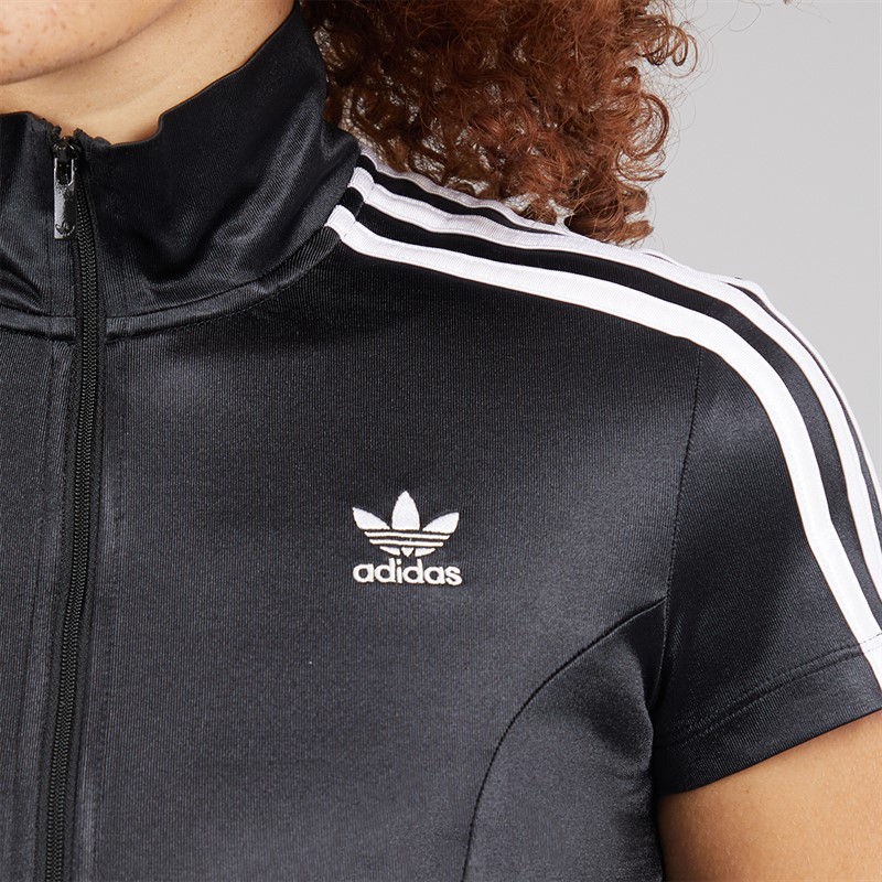 adidas Originals Womens Adicolor Short Sleeve Cropped Track Top Black
