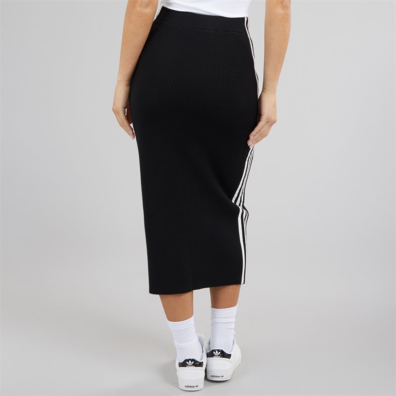 adidas Originals Womens Adicolor 3-Stripes Knit Skirt Black