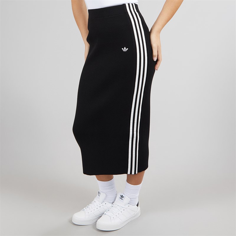 adidas Originals Womens Adicolor 3-Stripes Knit Skirt Black