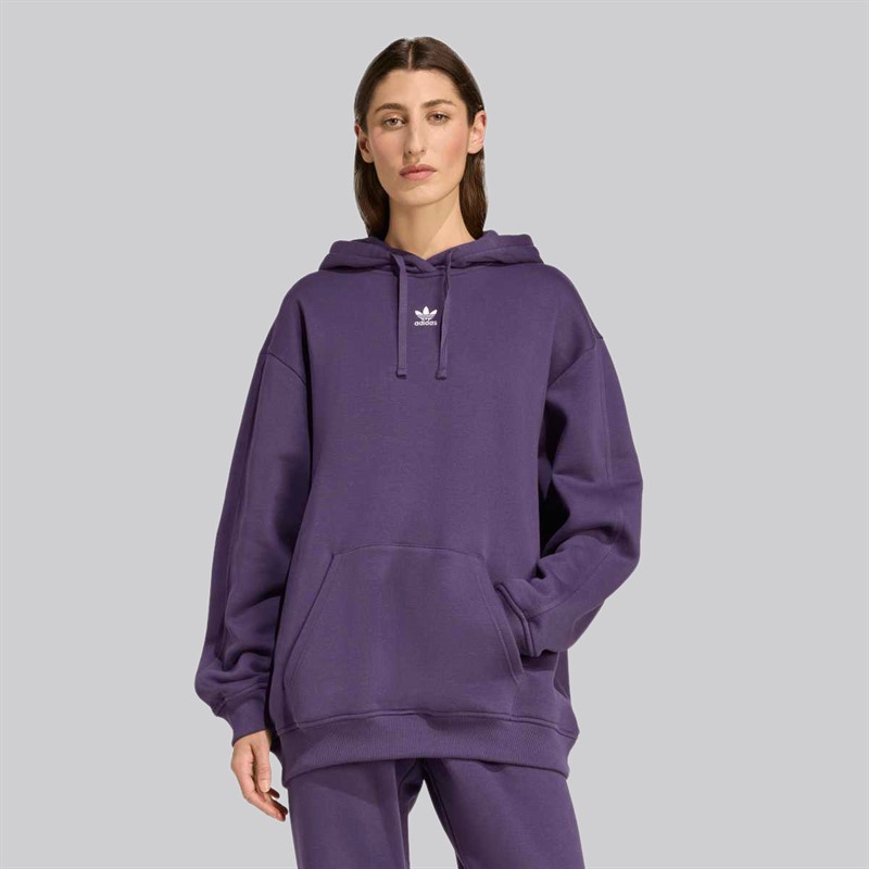adidas Originals Bluza z kapturem oversize z polaru dla niej kolor Aurora Plum