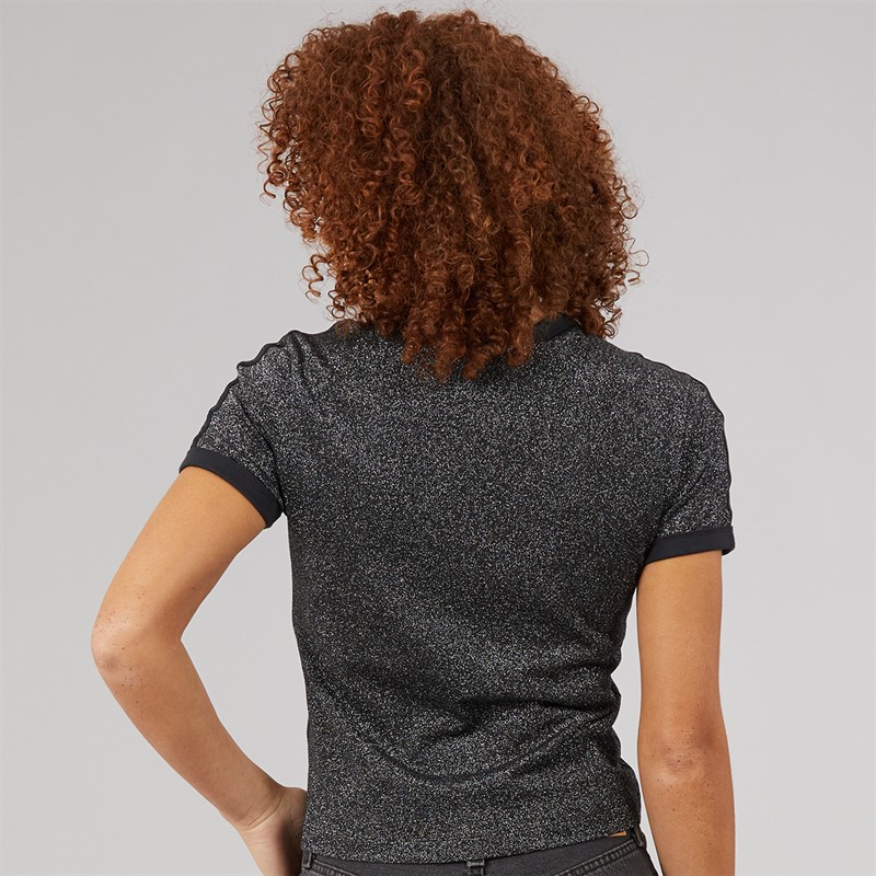 adidas Originals Womens Adicolor Glitter Cali T-Shirt Black