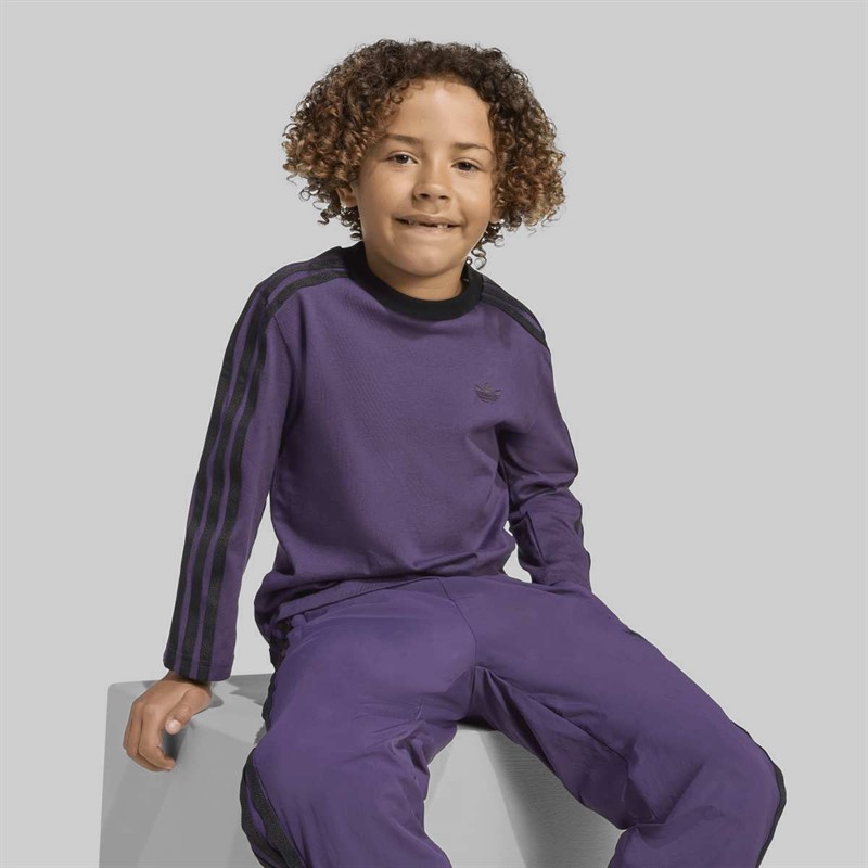 adidas Originals Kids Trefoil Logo 3 Stripes Long Sleeve T-Shirt And Track Pants Set Aurora Purple Melange