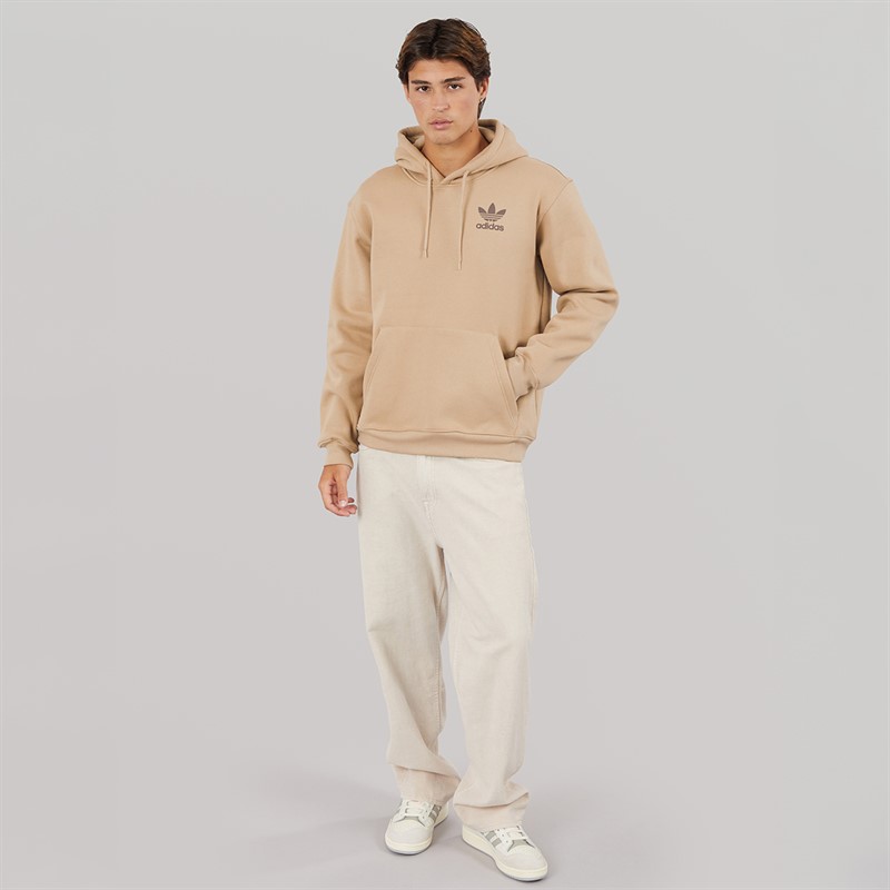 adidas Originals Mens Trefoil Logo Essentials Hoodie Trace Khaki
