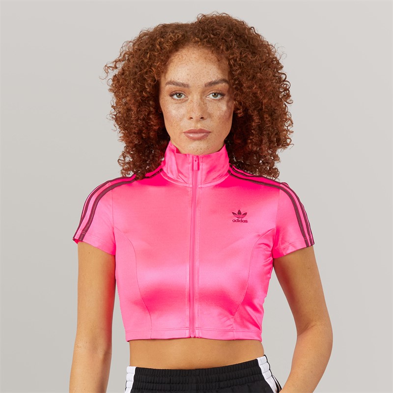 adidas Originals Womens Adicolor Short Sleeve Track Top Lucid Pink/Black