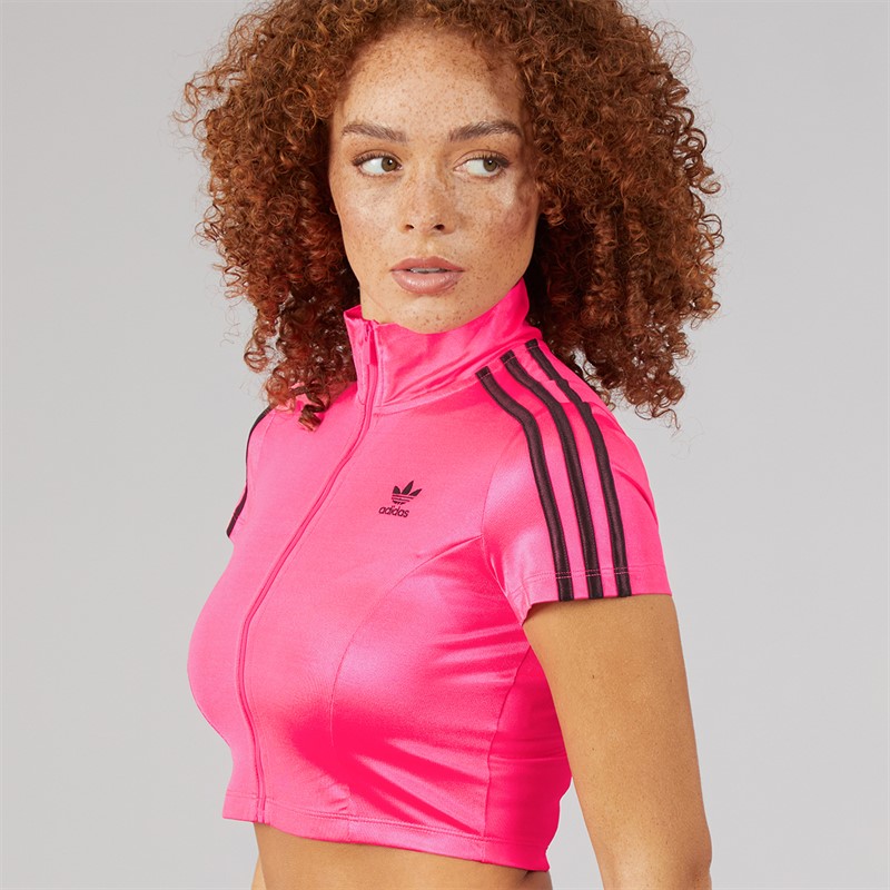 adidas Originals Womens Adicolor Short Sleeve Track Top Lucid Pink/Black